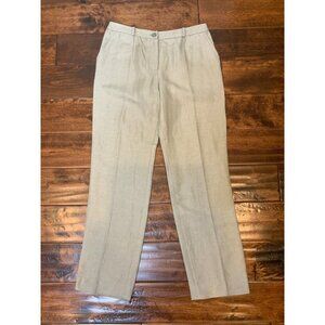 CHANEL Beige Linen Wool & Silk Blend Straight Leg Pants, Size 4 | 36